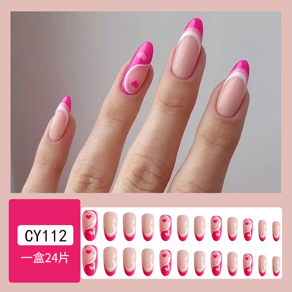 Wholesale French Pink White Color Matching Love Heart Nail Stickers